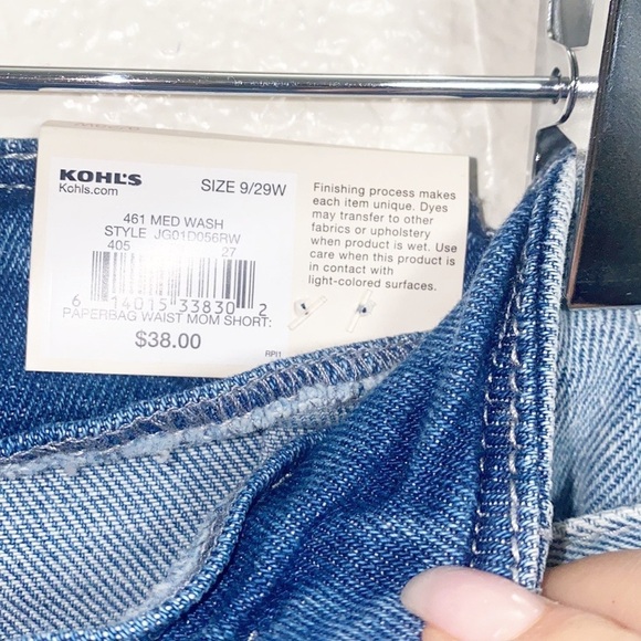 SO High Rise Vintage Stretch Light Wash Paperbag Mom Shorts - Picture 9 of 12